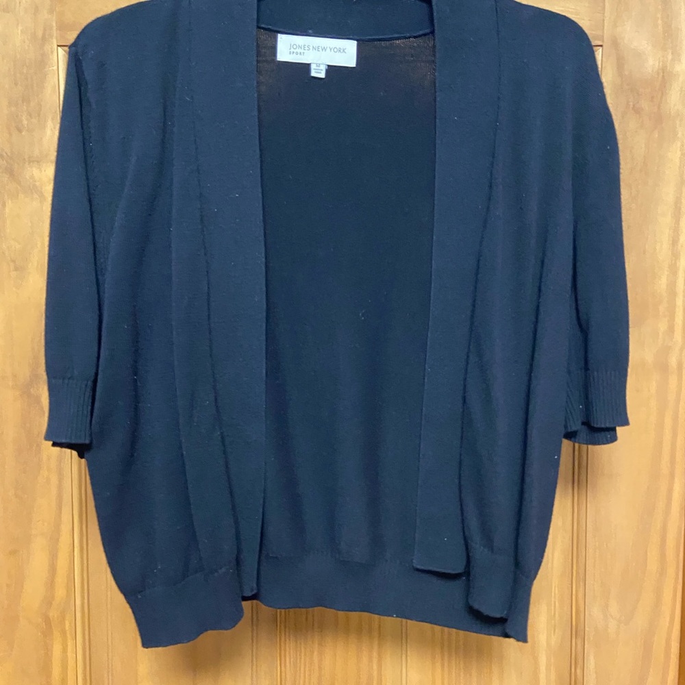Jones New York Sport Cardigan Sweater, Size M, Black.